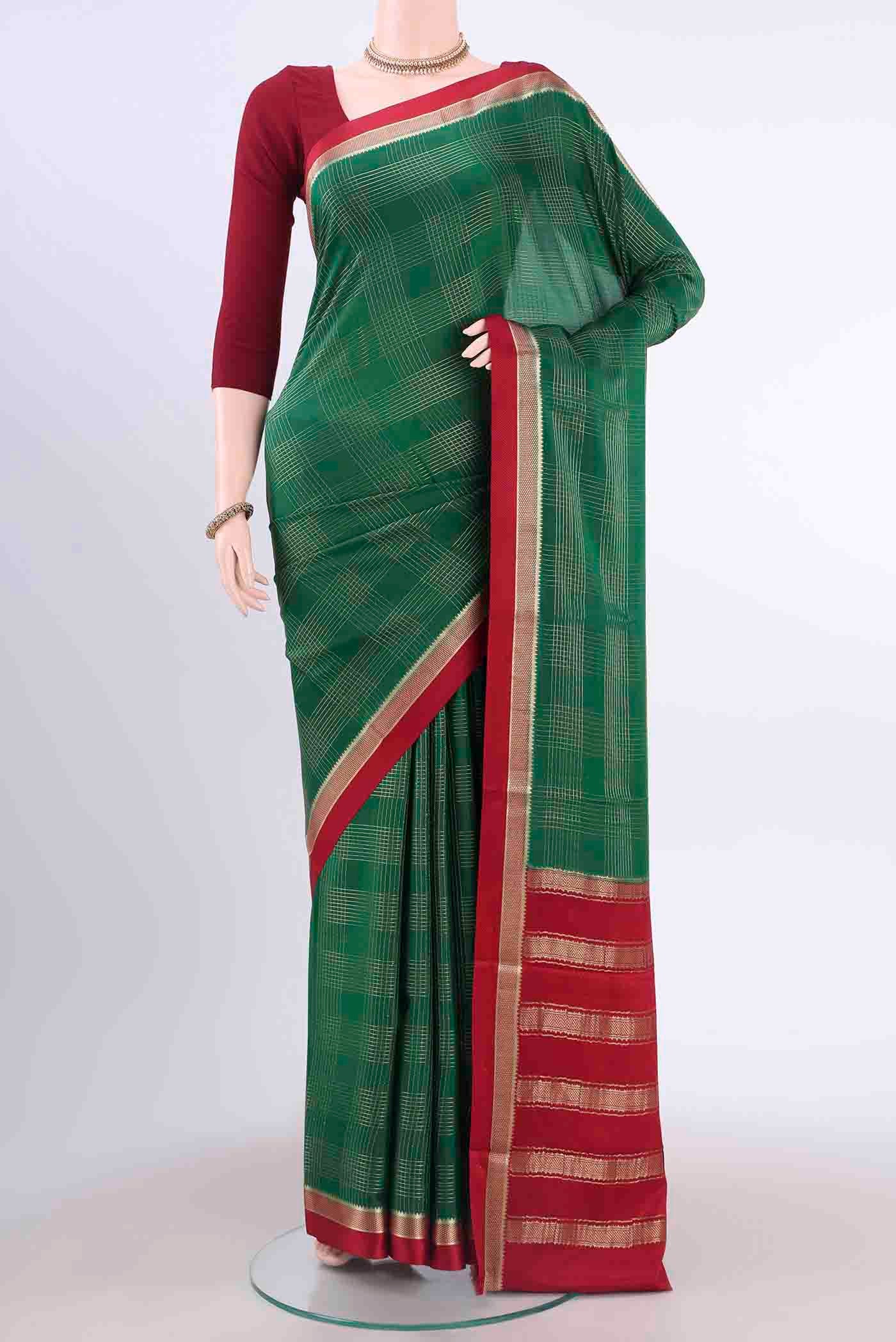 Bottle Green Mysore Crepe Saree