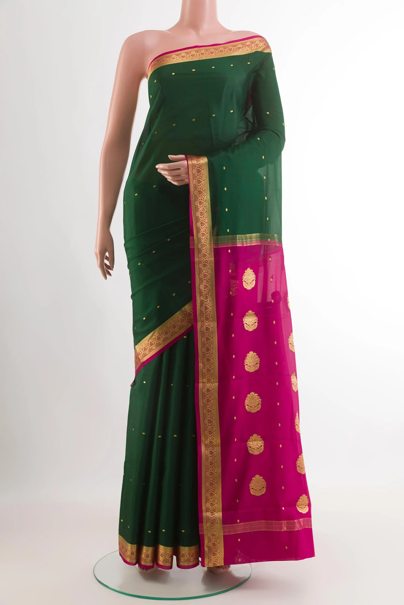 Bottle Green Mysore Crepe Saree