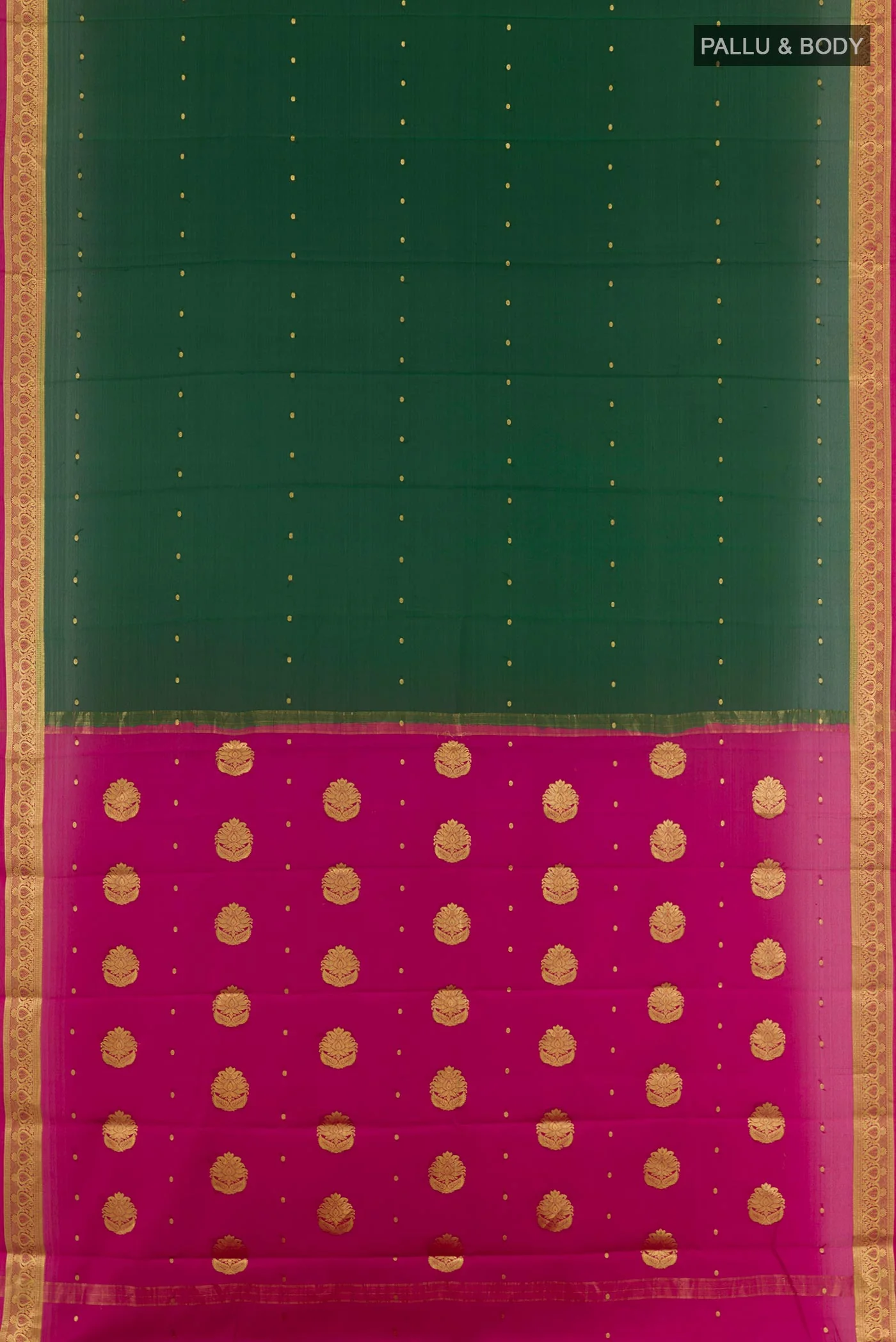 Bottle Green Mysore Crepe Saree - Image 3