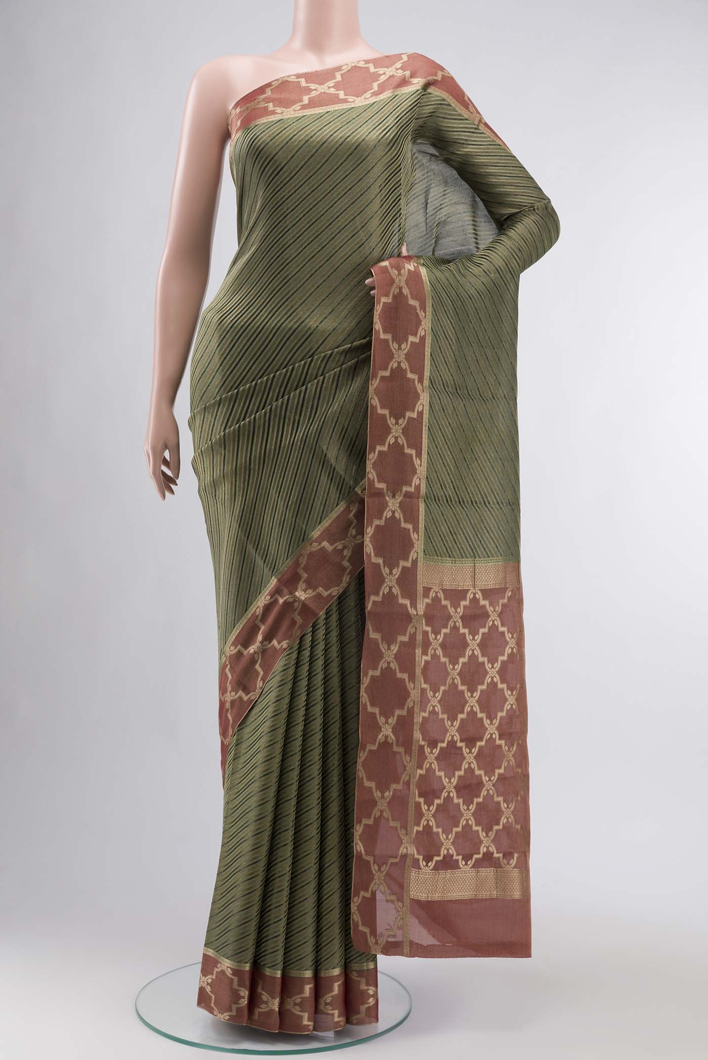 Bottle Green Mysore Georgette Saree