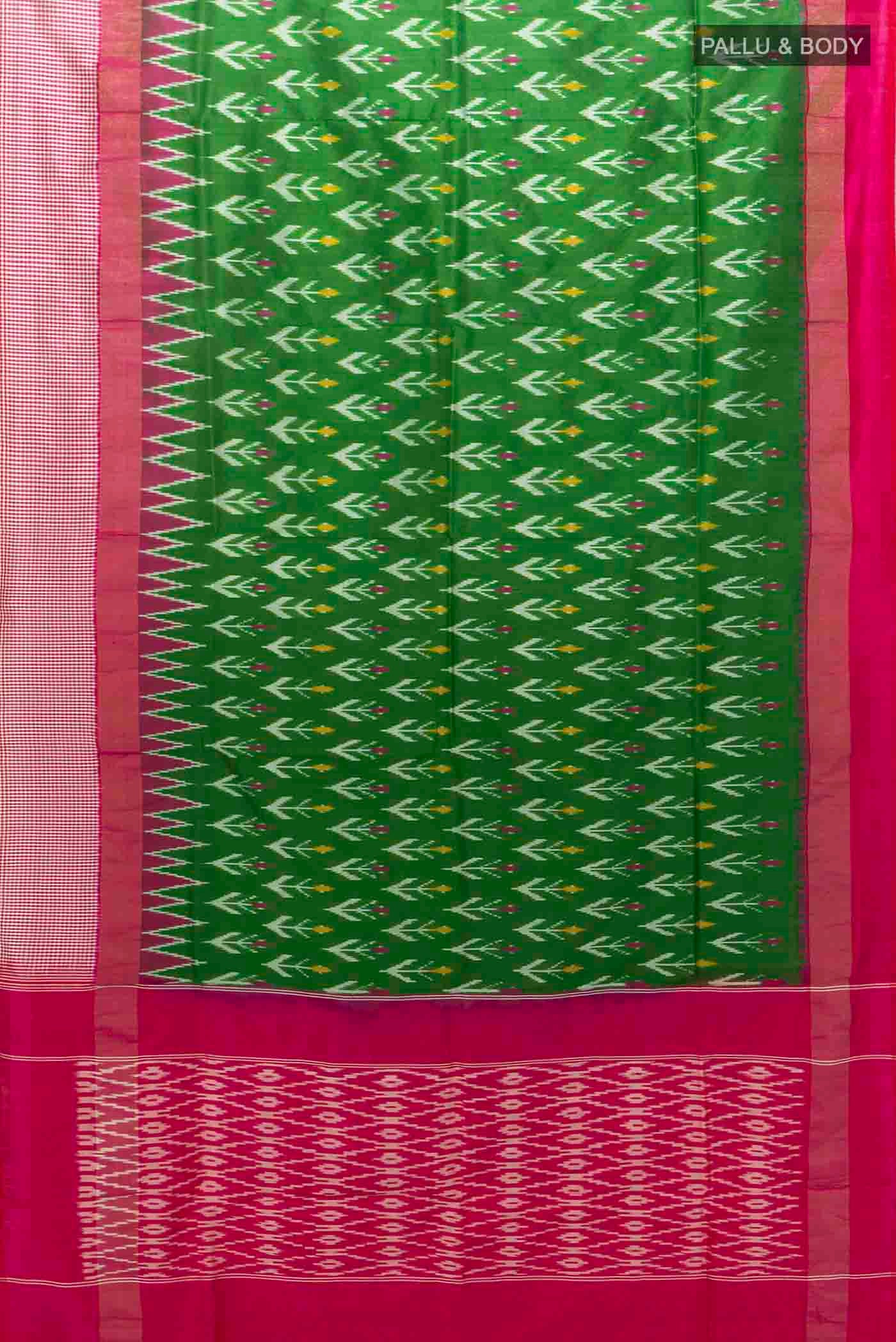 Green Pochampally Silk Saree - Image 5