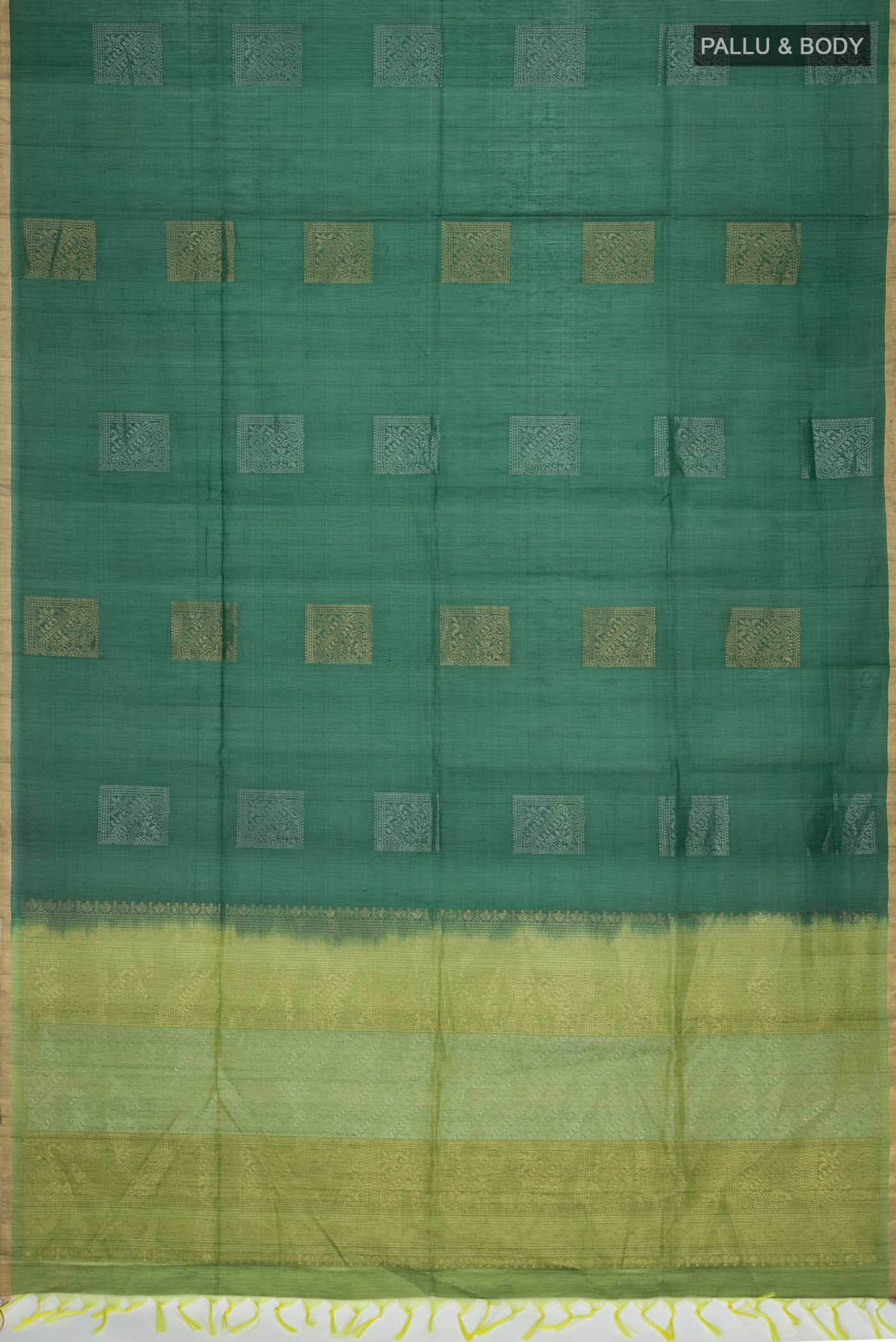 Bottle Green Silk Cotton Saree - Image 2