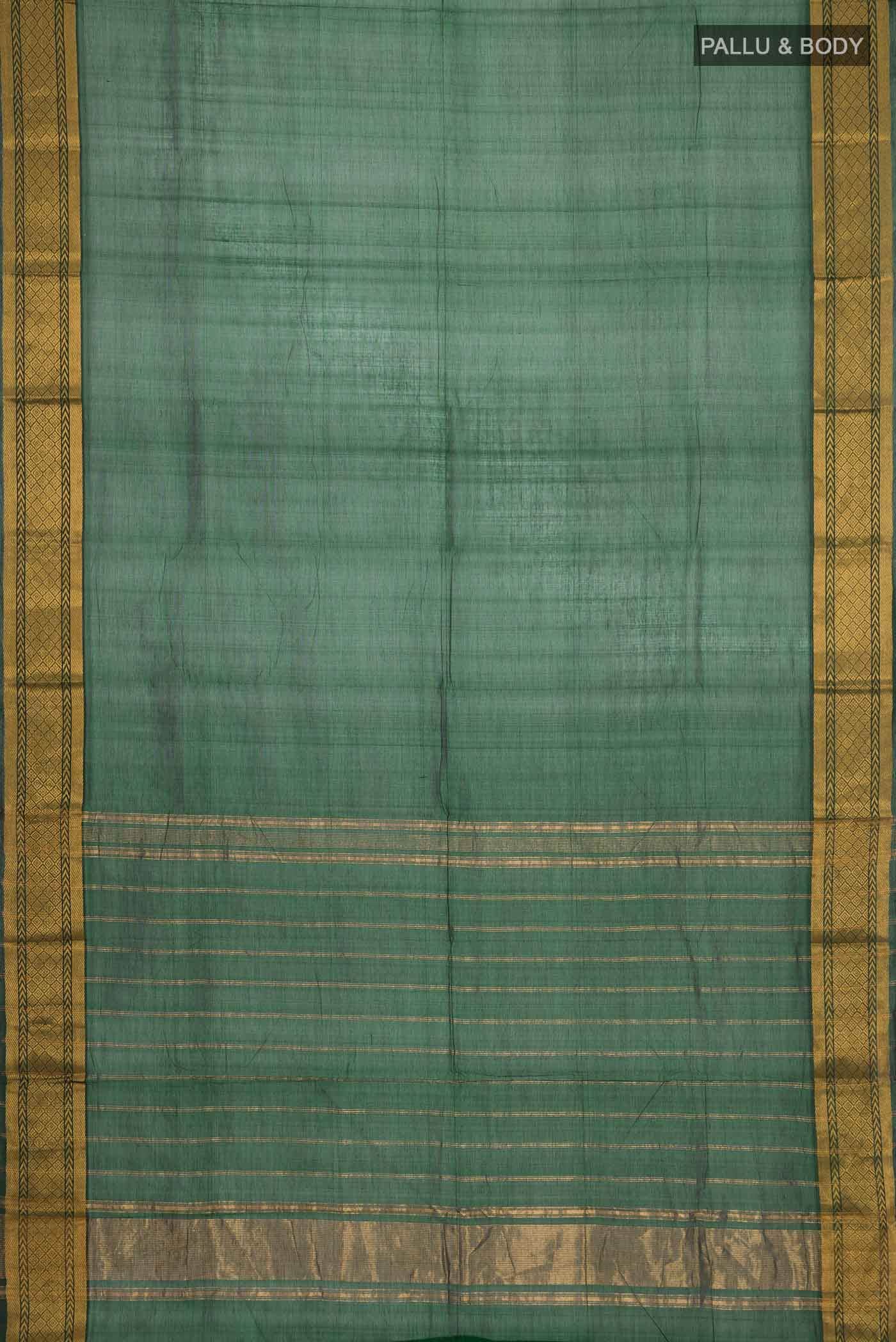 Bottle Green Silk Cotton Saree - Image 2