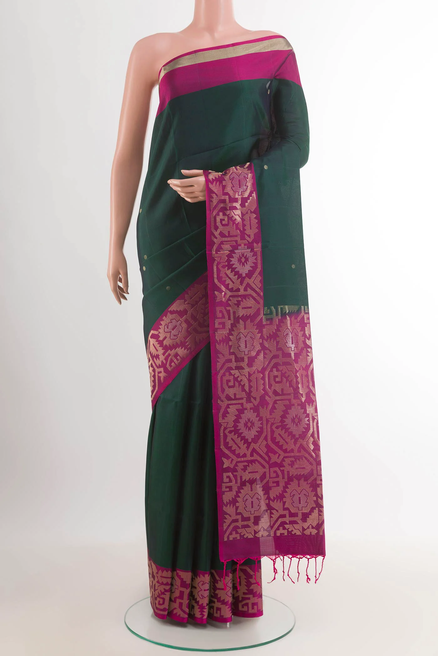Bottle Green Soft Silk Saree