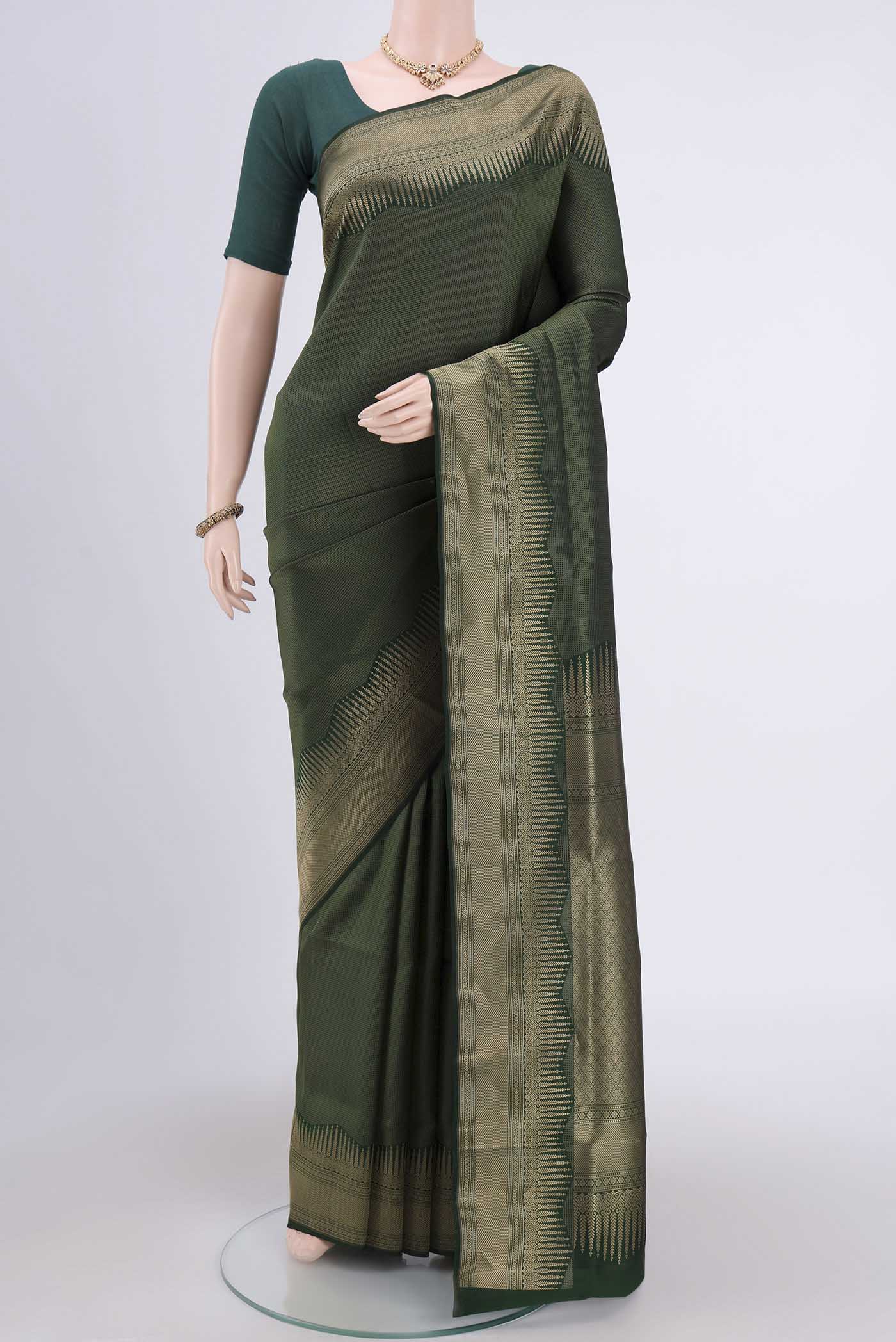 Bottle Green Soft Silk Saree