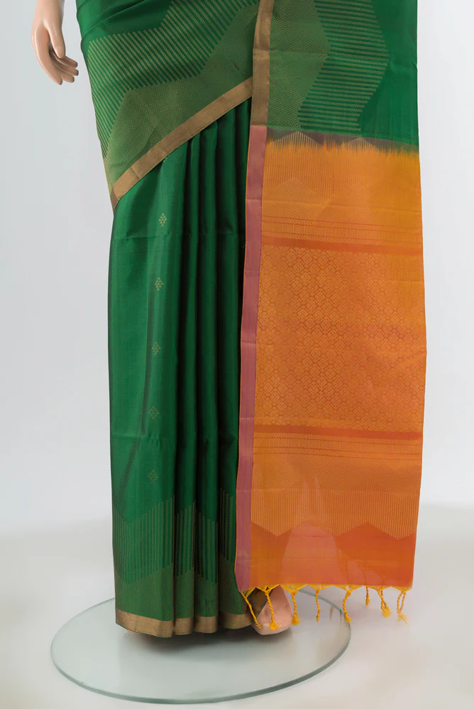 Green Soft Silk Saree - Image 3