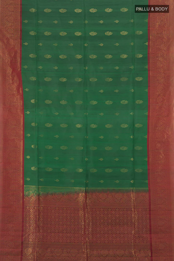 Bottle Green Soft Silk Saree - Image 5