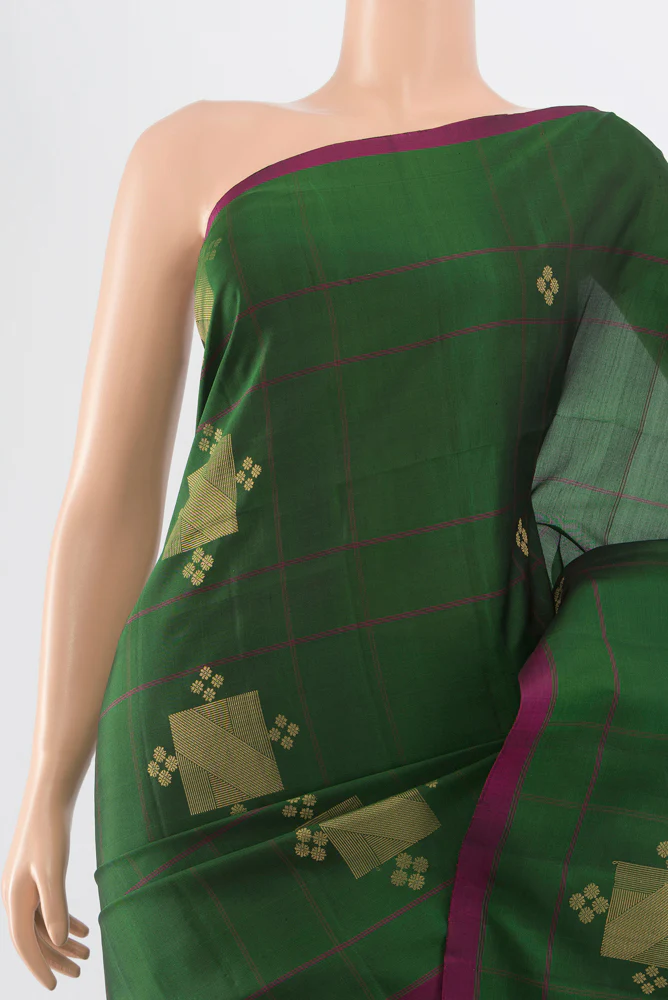 Bottle Green Soft Silk Saree - Image 2