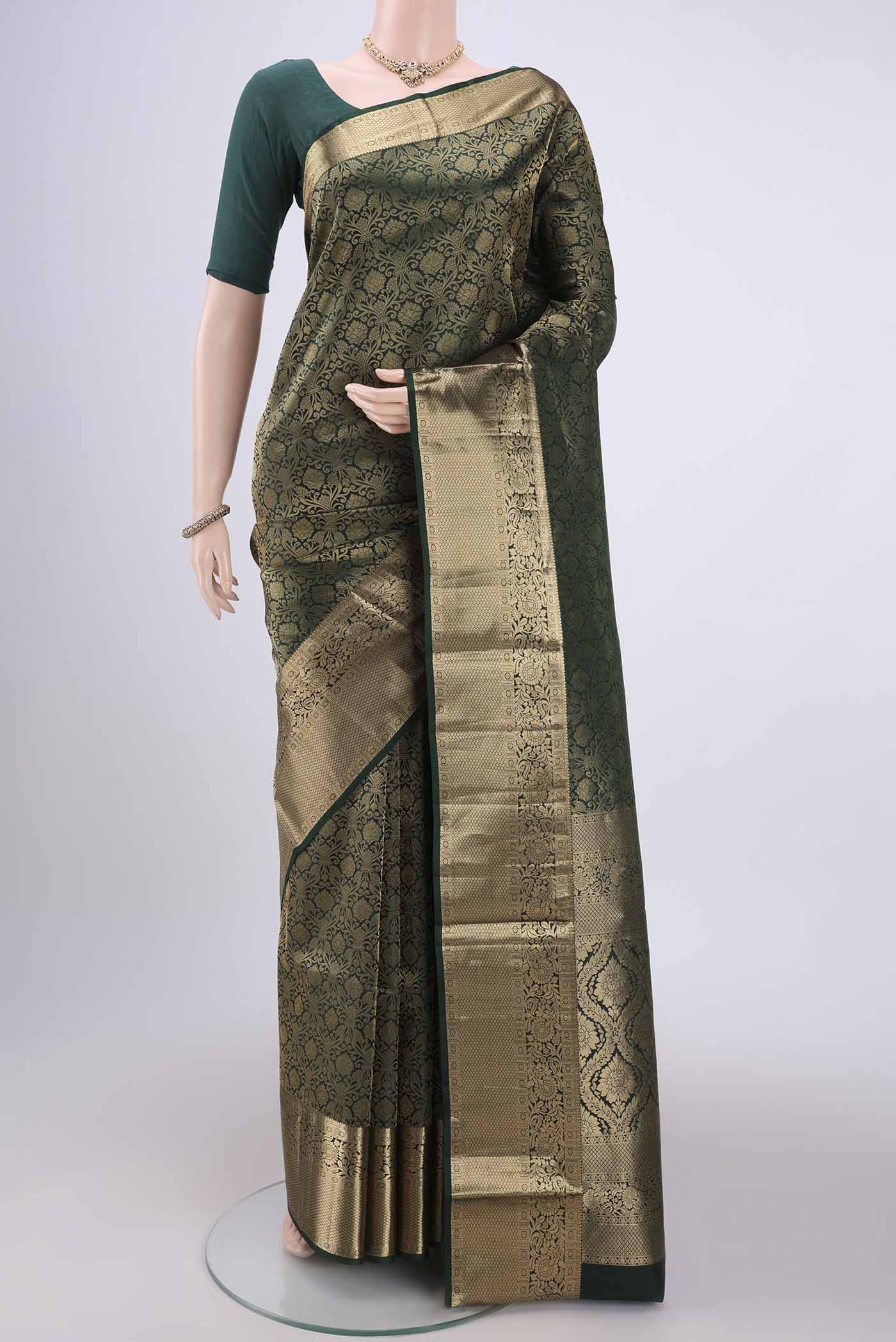Bottle Green Soft Silk Saree