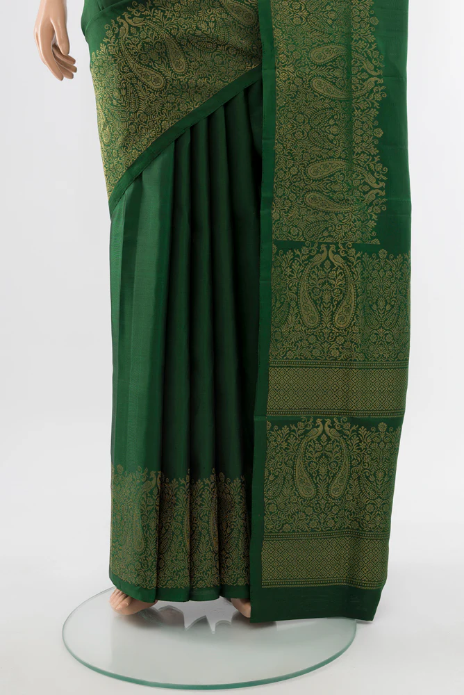 Bottle Green Soft Silk Saree - Image 3