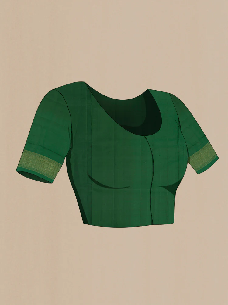 Bottle Green Soft Silk Saree - Image 4