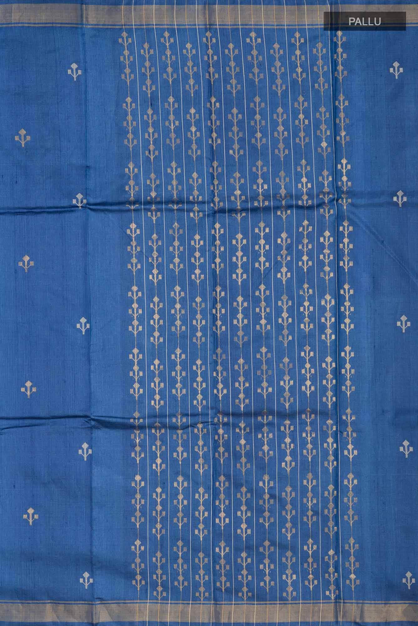 Breeze of Ease-Blue Bhagalpuri Tussar Silk Saree - Image 5