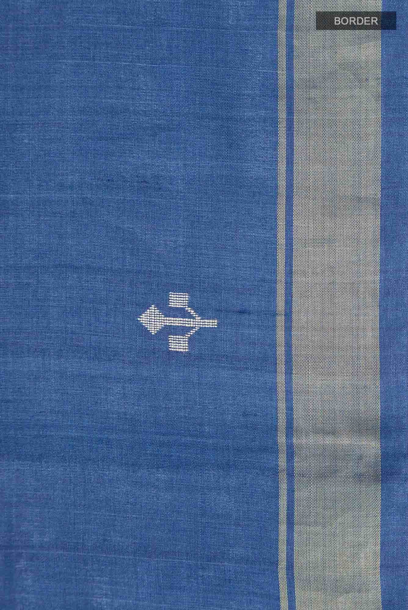 Breeze of Ease-Blue Bhagalpuri Tussar Silk Saree - Image 7