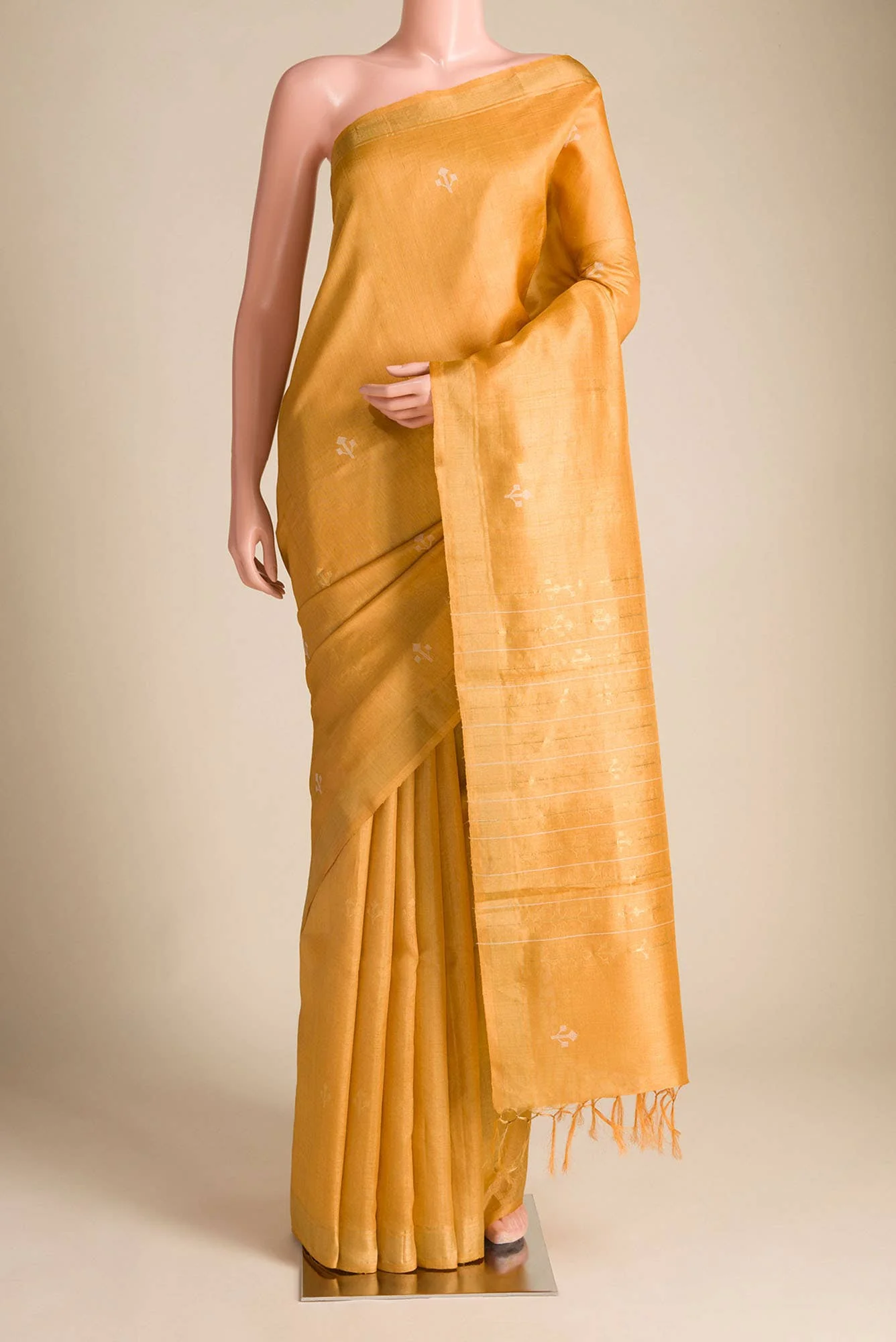 Breeze of Ease-Mustard Bhagalpuri Tussar Silk Saree - Image 2