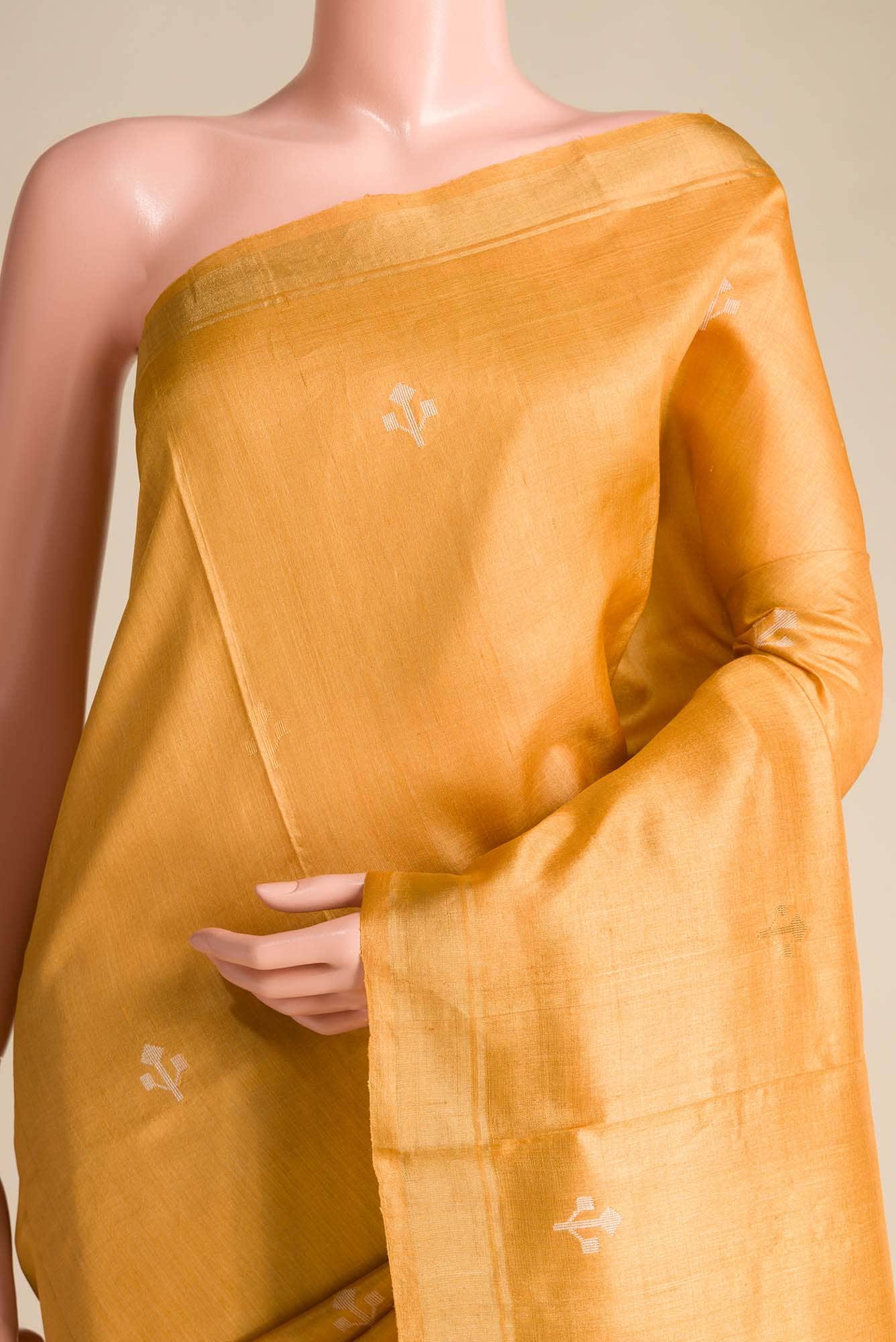 Breeze of Ease-Mustard Bhagalpuri Tussar Silk Saree - Image 3