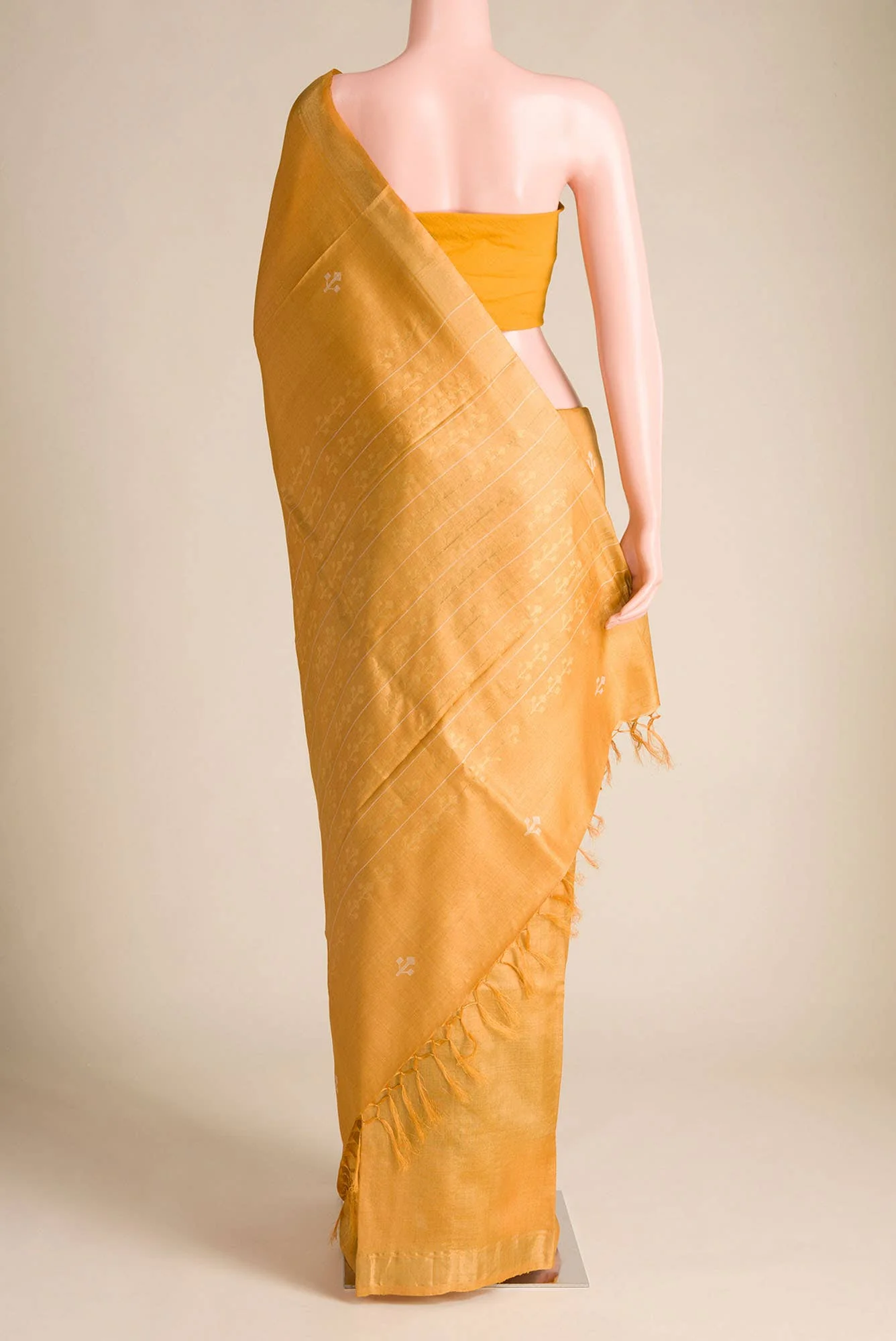 Breeze of Ease-Mustard Bhagalpuri Tussar Silk Saree - Image 4