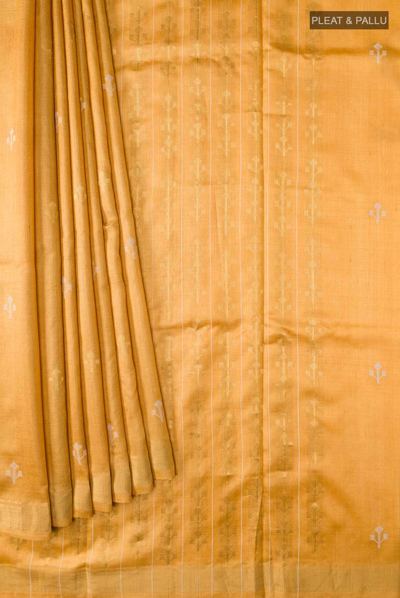 Breeze of Ease-Mustard Bhagalpuri Tussar Silk Saree - Image 6