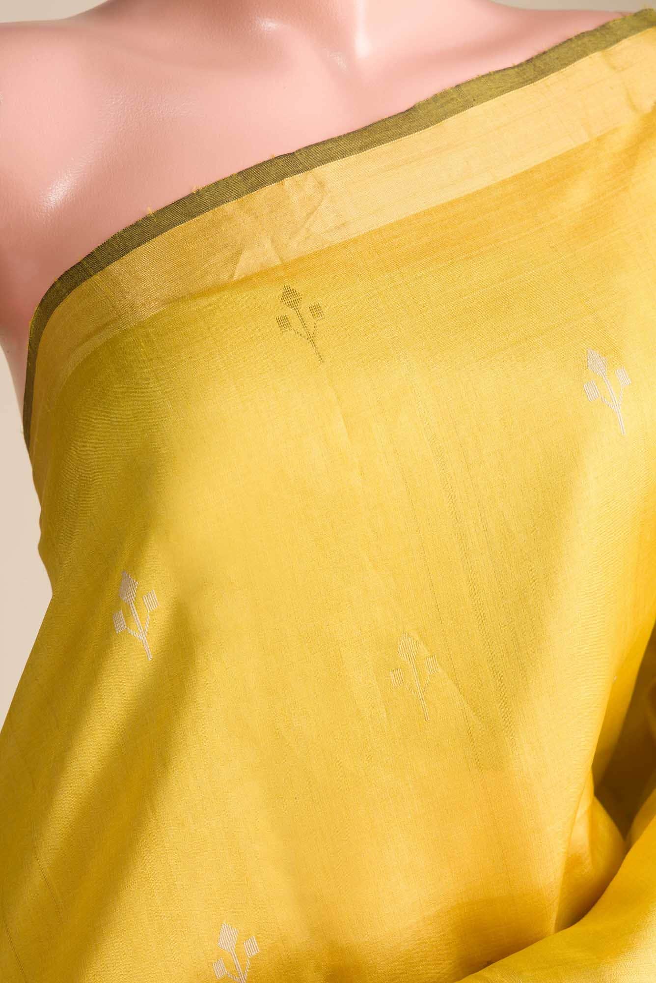 Breeze of Ease-Yellow Bhagalpuri Tussar Silk Saree - Image 2