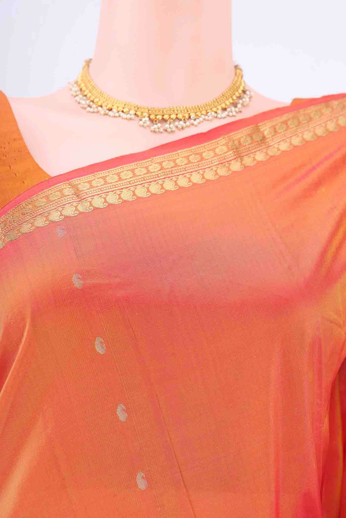 Brick Orange Blended Bangalore Silk Saree - Image 2