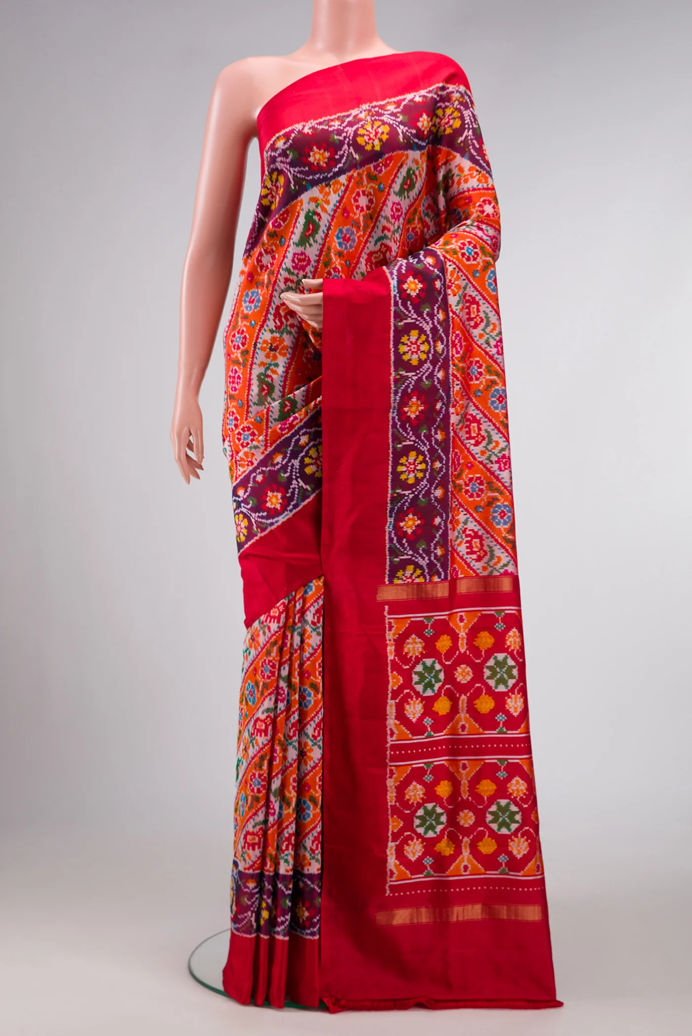 Multi Color Double Ikat Saree