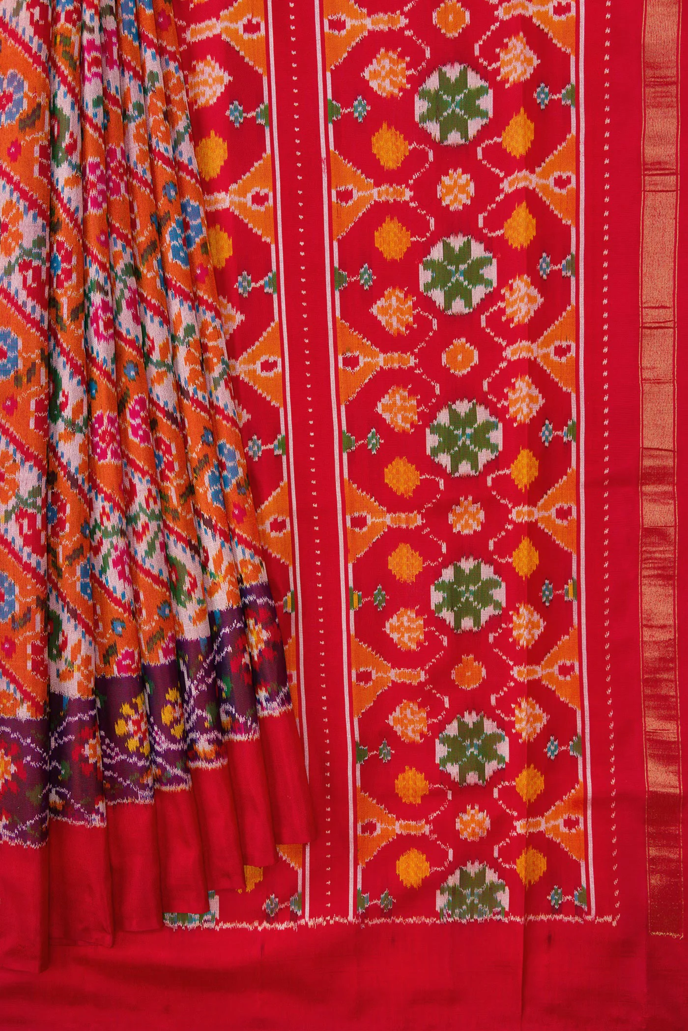 Multi Color Double Ikat Saree - Image 4