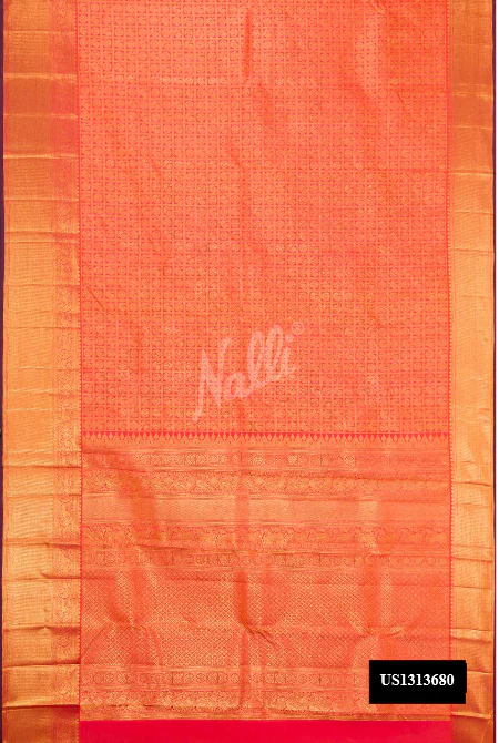 Brick Orange Dual Tone Kanchipuram Silk Saree