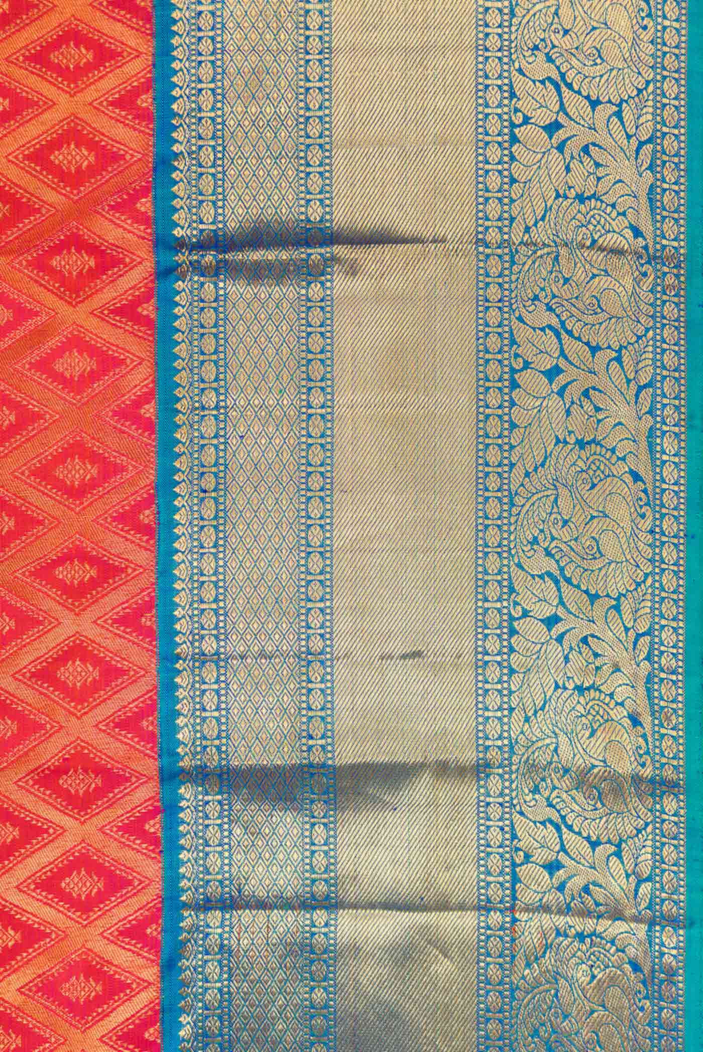 Brick Orange Dual Tone Kanchipuram Silk Saree - Image 3