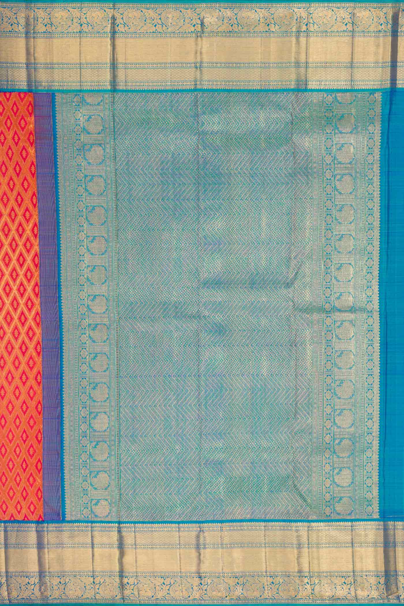 Brick Orange Dual Tone Kanchipuram Silk Saree - Image 7