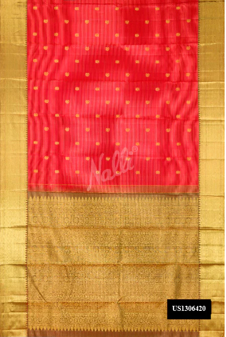 Brick Orange Dual Tone Kanchipuram Silk Saree