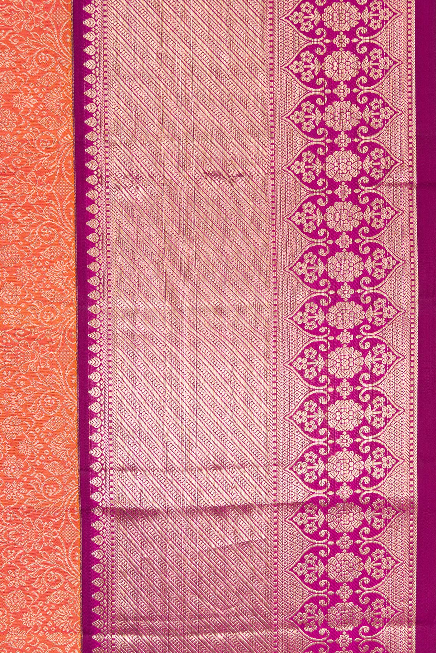 Orange Dual Tone Kanchipuram Silk Saree - Image 3