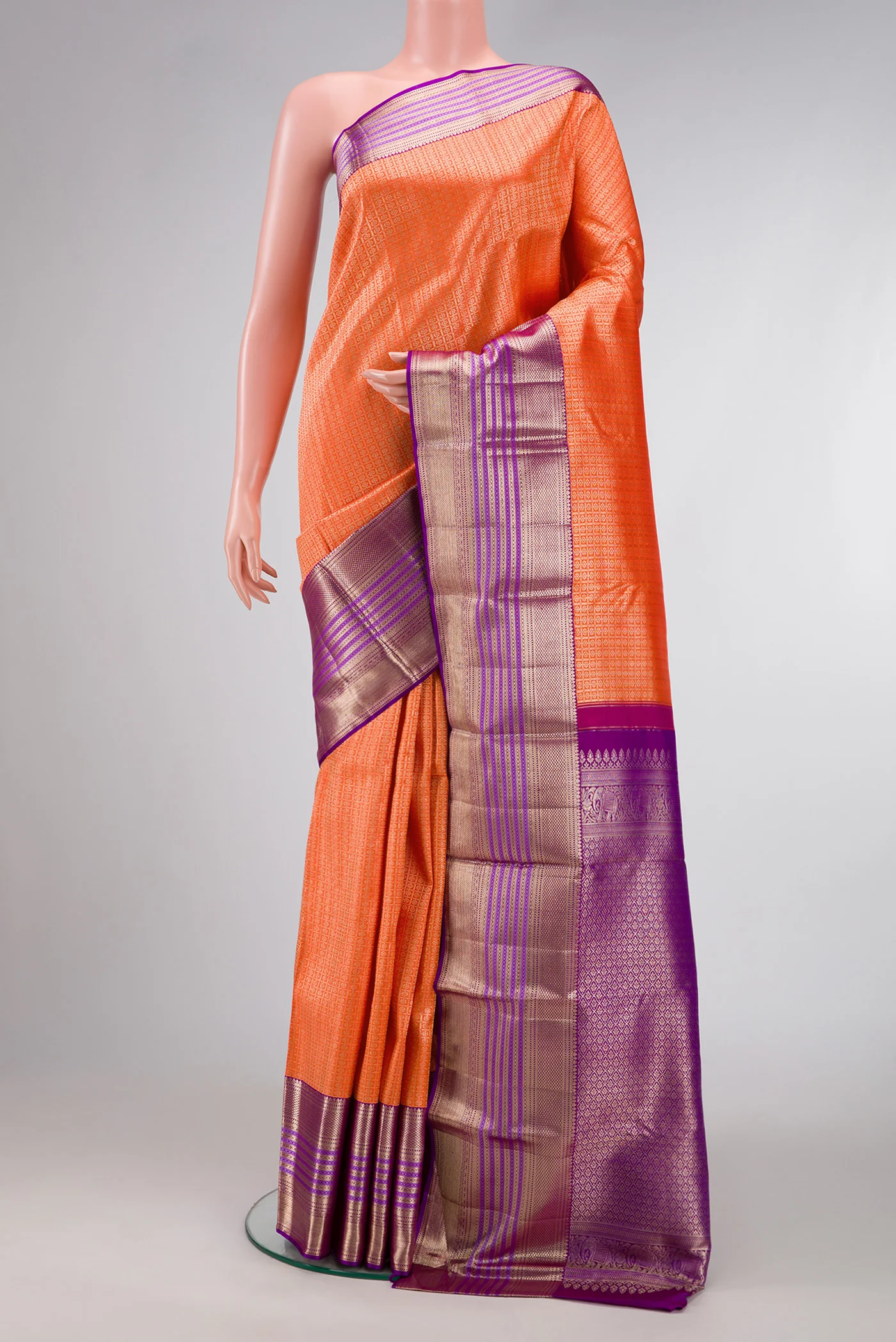 Orange Kanchipuram Silk Saree
