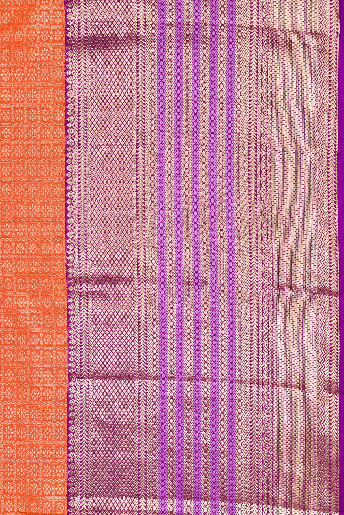 Orange Kanchipuram Silk Saree - Image 3