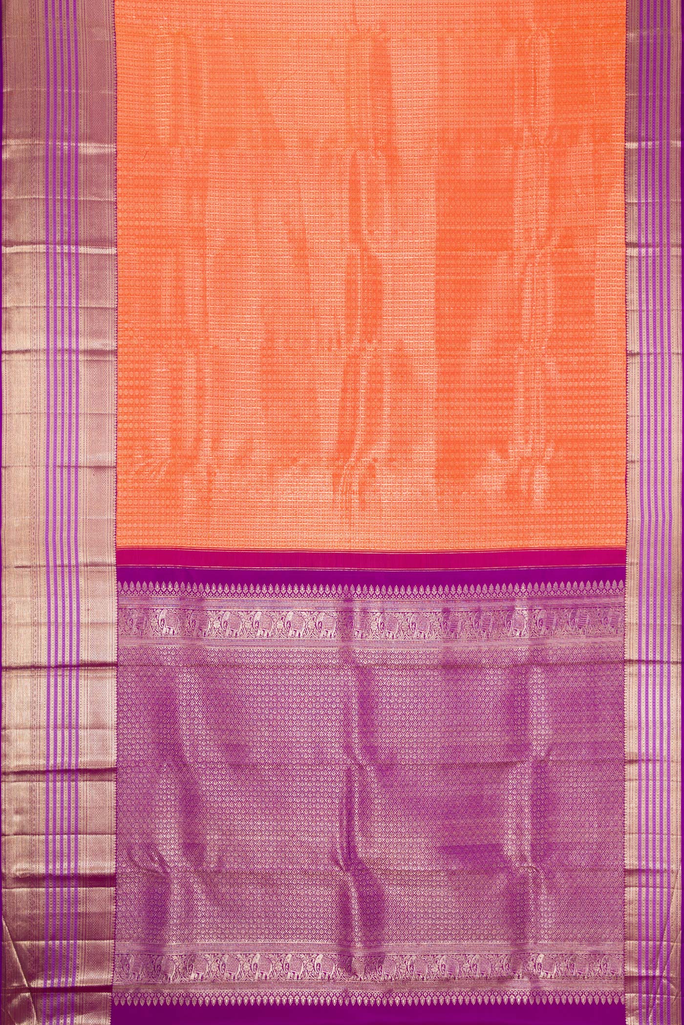 Orange Kanchipuram Silk Saree - Image 6