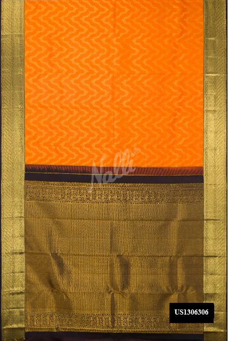 Brick Orange Dual Tone Kanchipuram Silk Saree