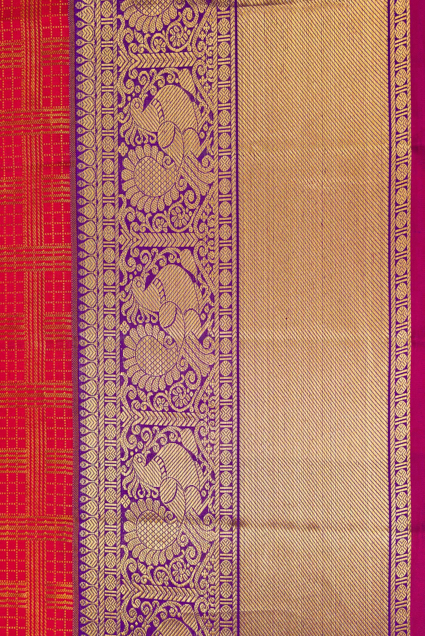 Red Kanchipuram Silk Saree - Image 3
