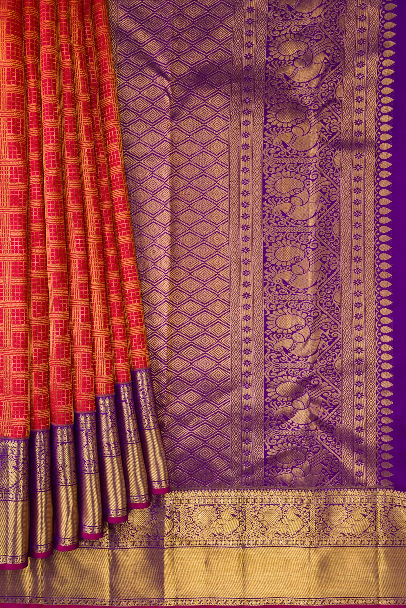 Red Kanchipuram Silk Saree - Image 4