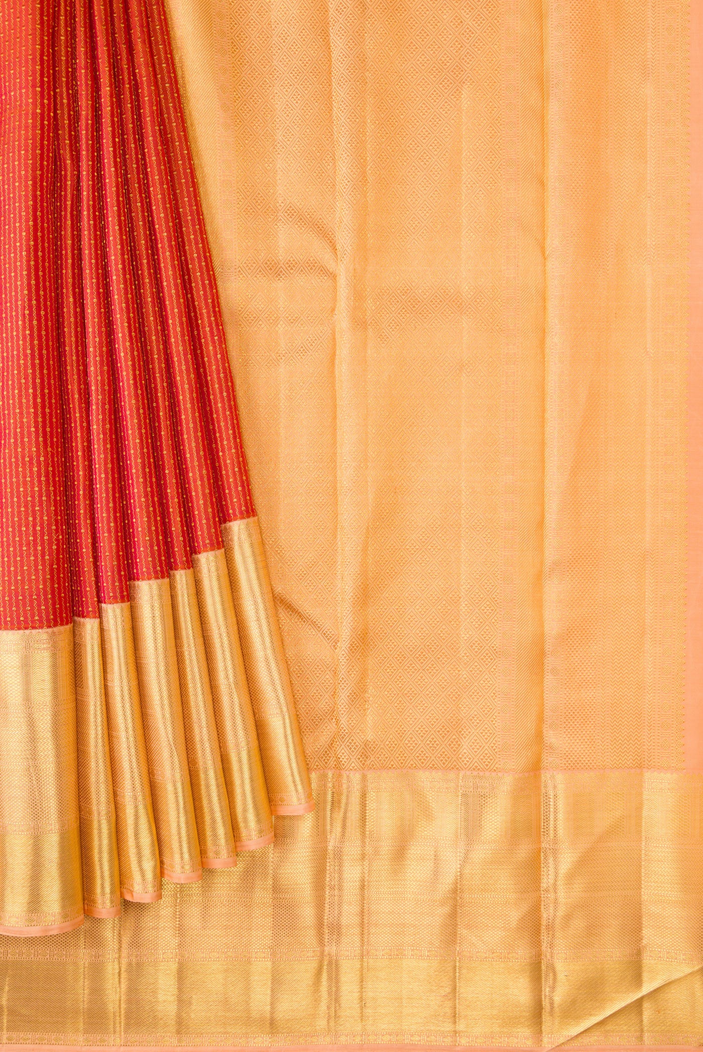 Orange Kanchipuram Silk Saree - Image 4