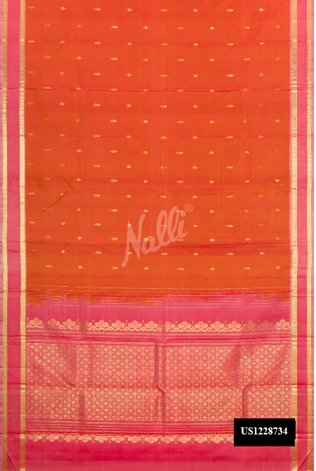 Brick Orange Dual Tone Kanchipuram Silk Saree