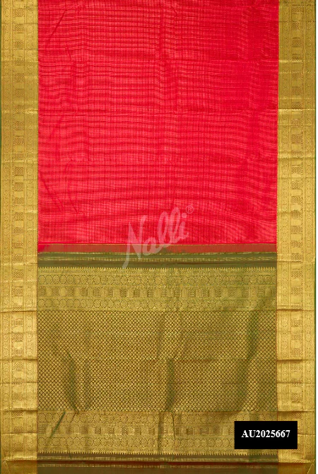 Brick Orange Dual Tone Kanchipuram Silk Saree