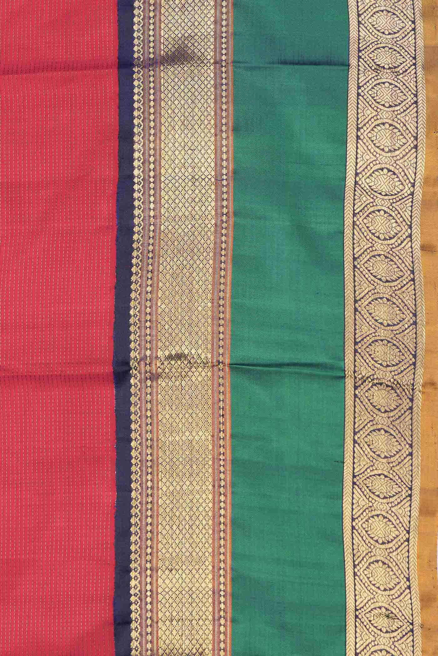 Pure Silk Pure Zari Red Kanjivaram Saree - Image 6