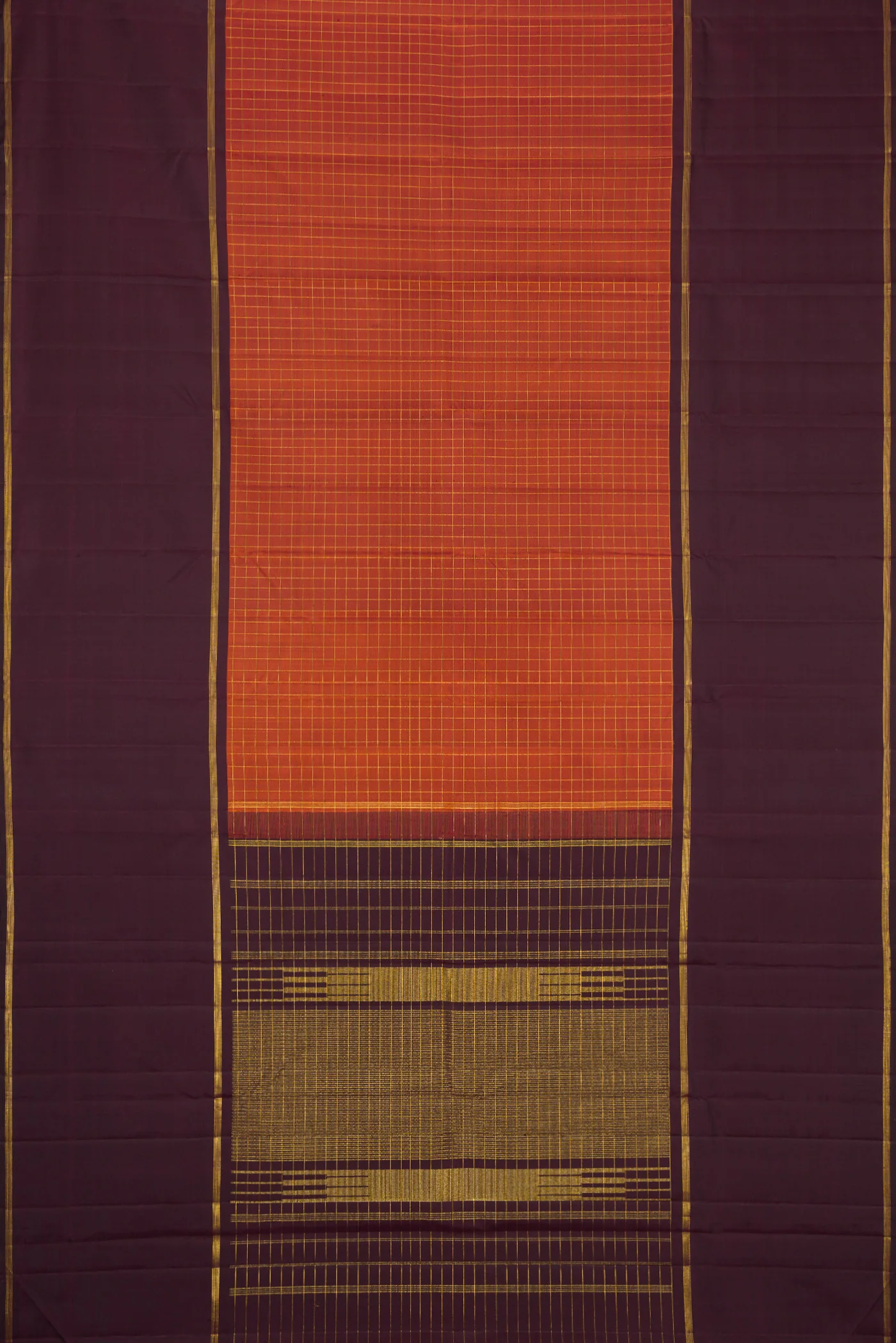 Brick Orange Kanjivaram Silk Saree - Image 6