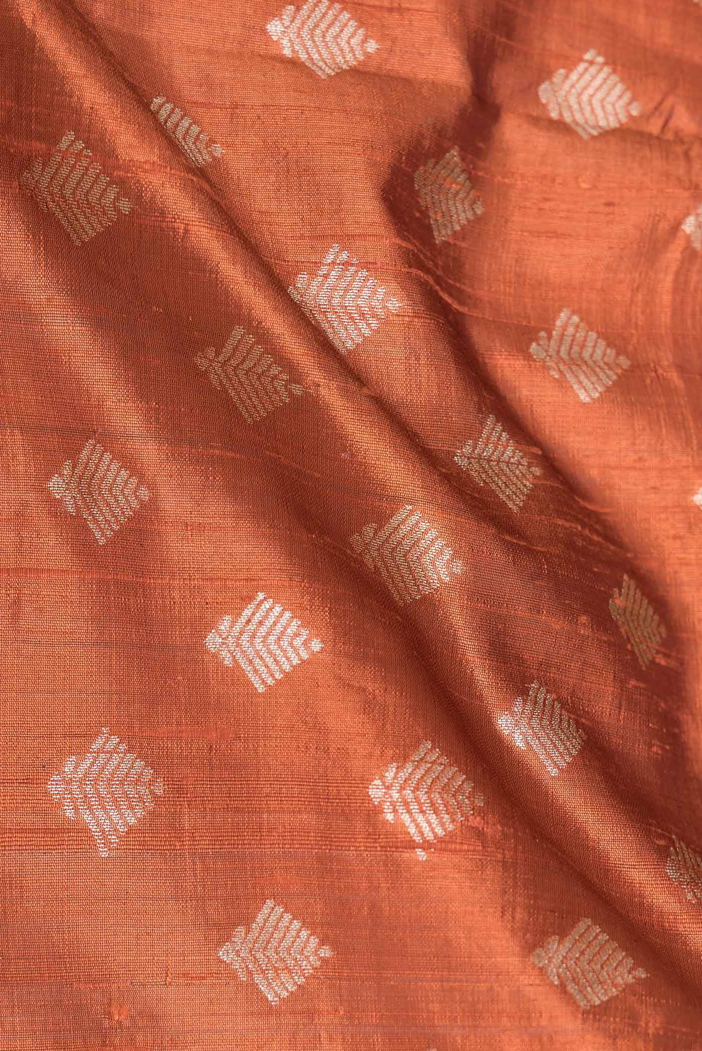 Brick Orange Dual Tone Raw Silk Saree - Image 2