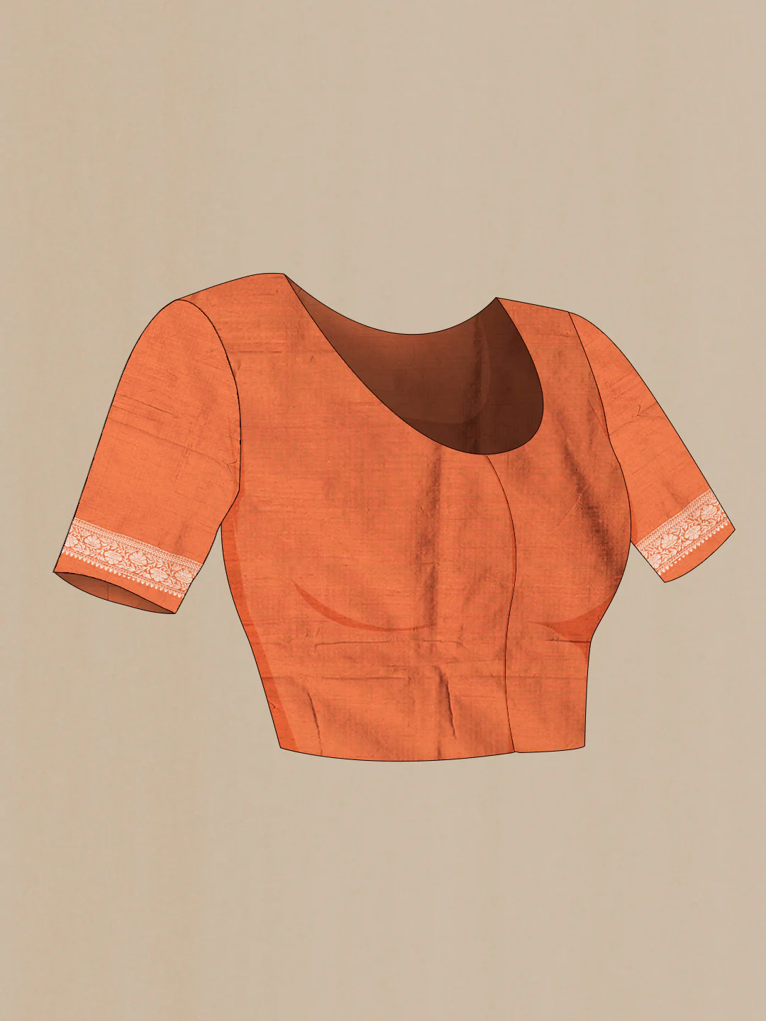 Brick Orange Dual Tone Raw Silk Saree - Image 4