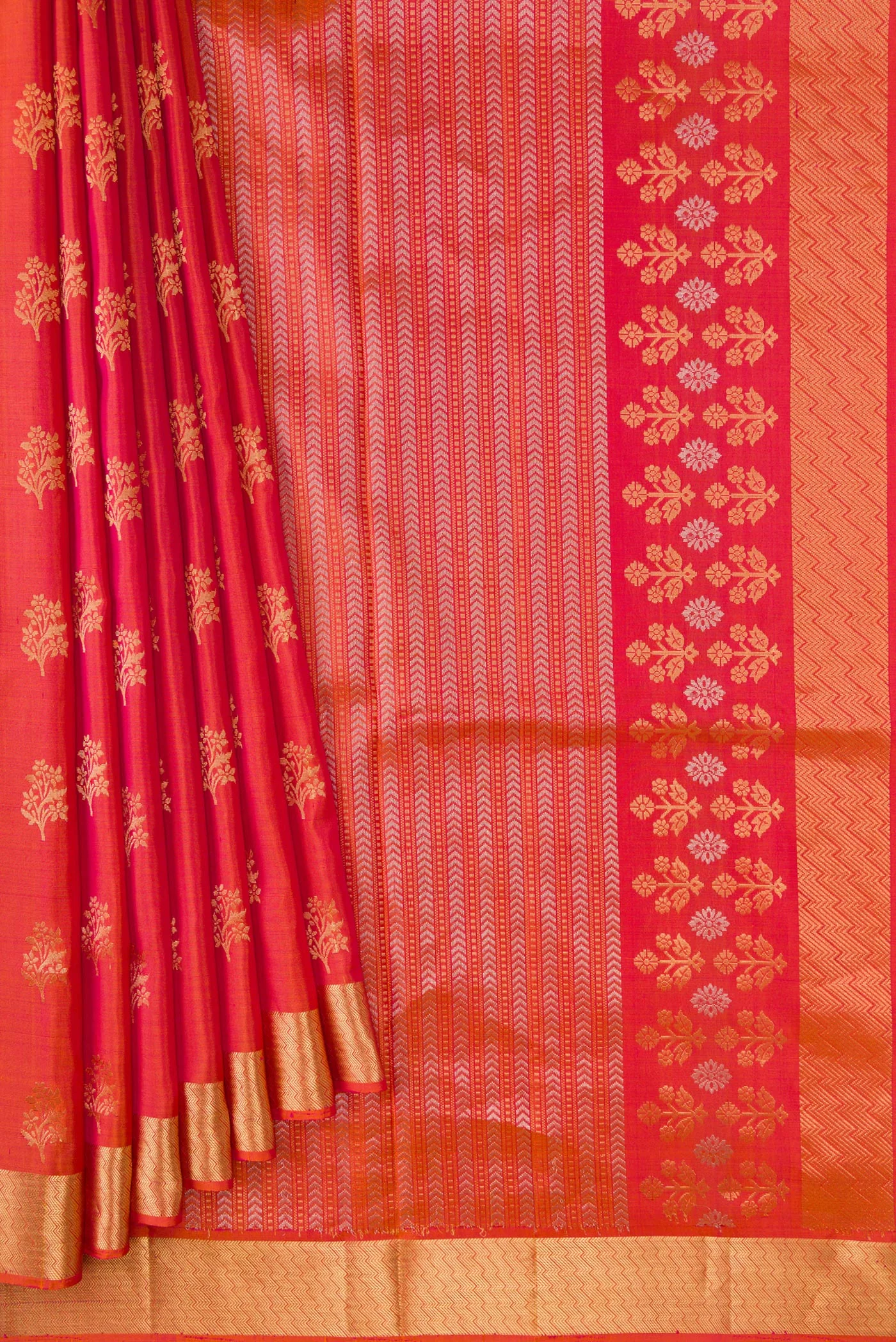 Pink with Orange Color Soft Silk Saree - Image 4