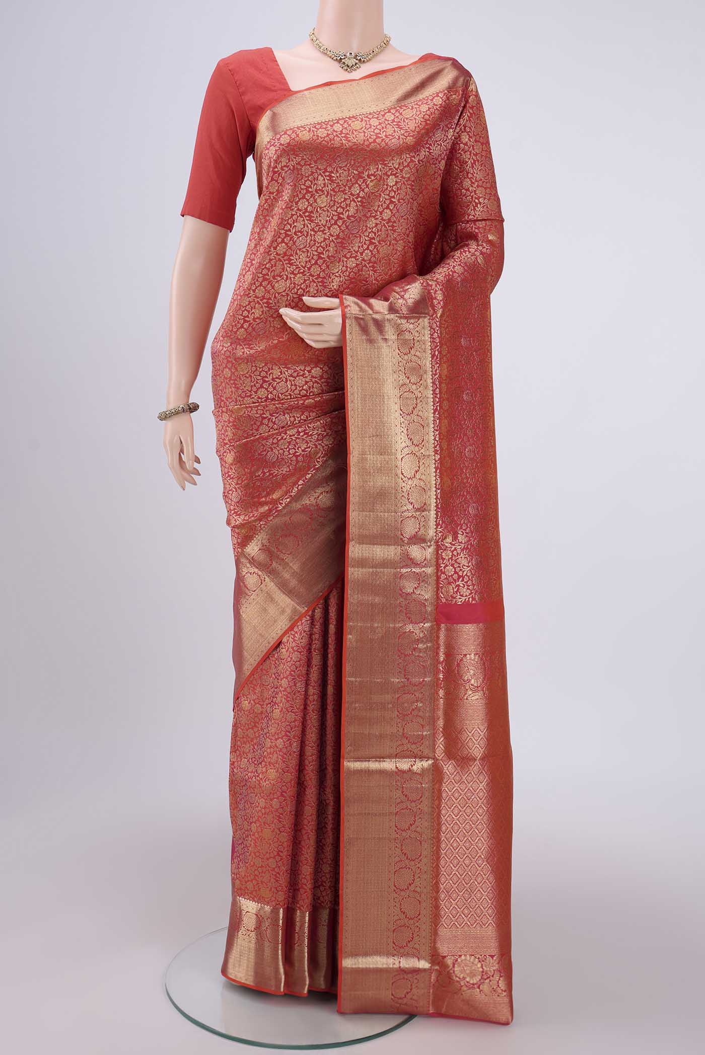 Orange with Pink Color Soft Silk Saree