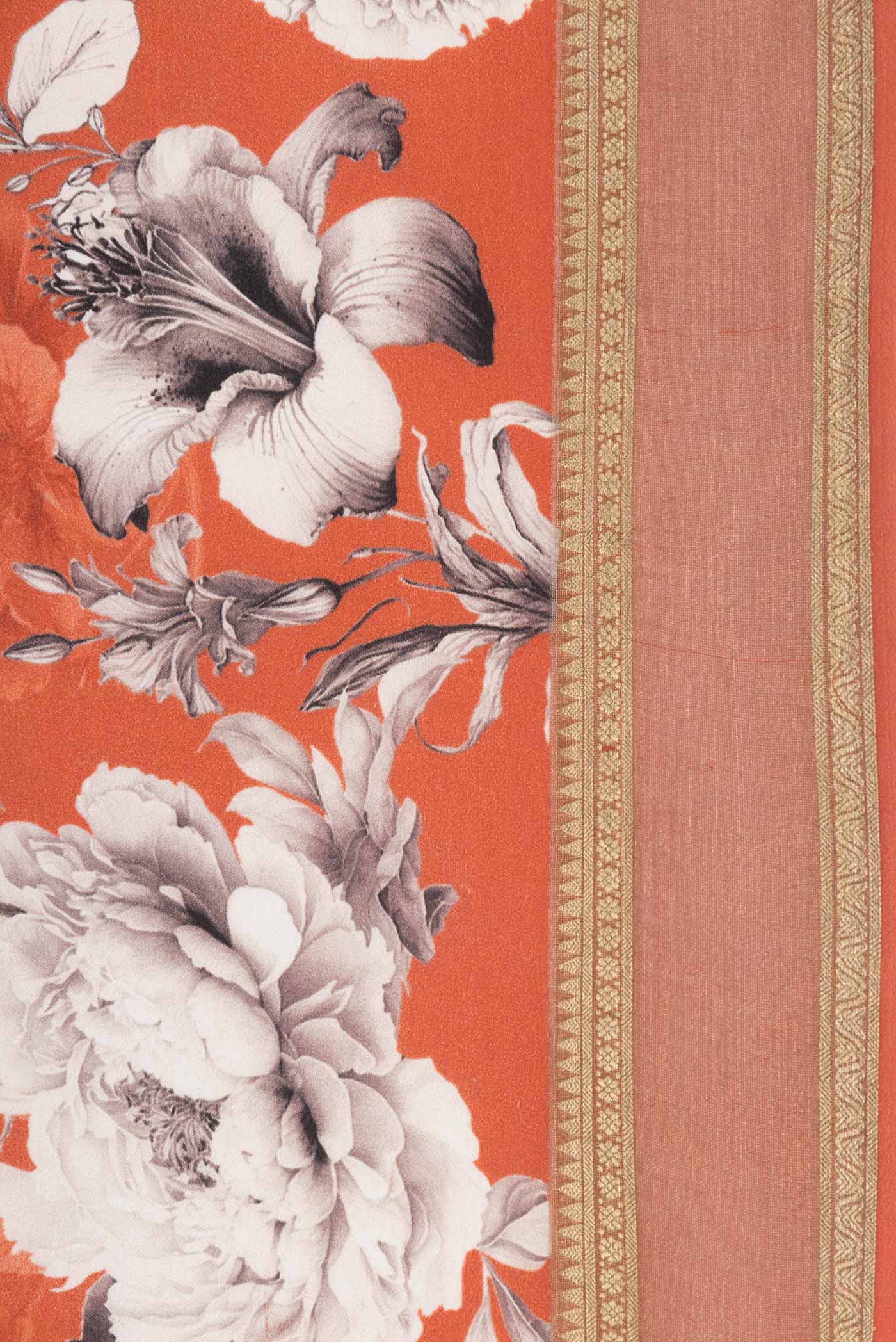 Rust Mysore Crepe Saree - Image 3