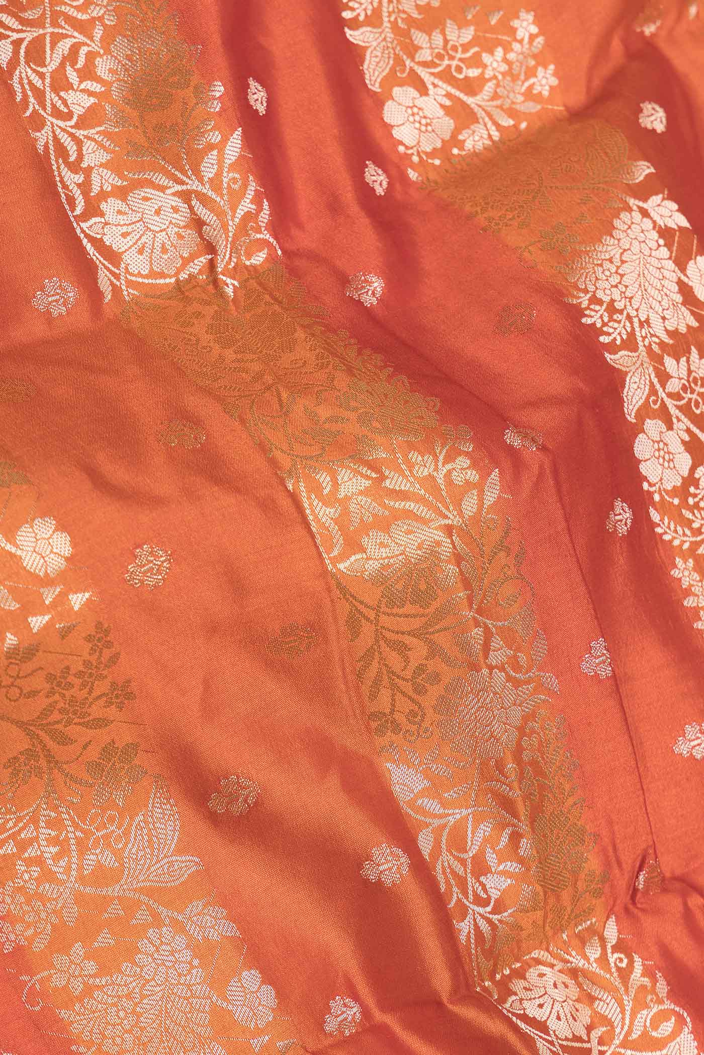 Orange Banarasi Raw Silk Saree - Image 2