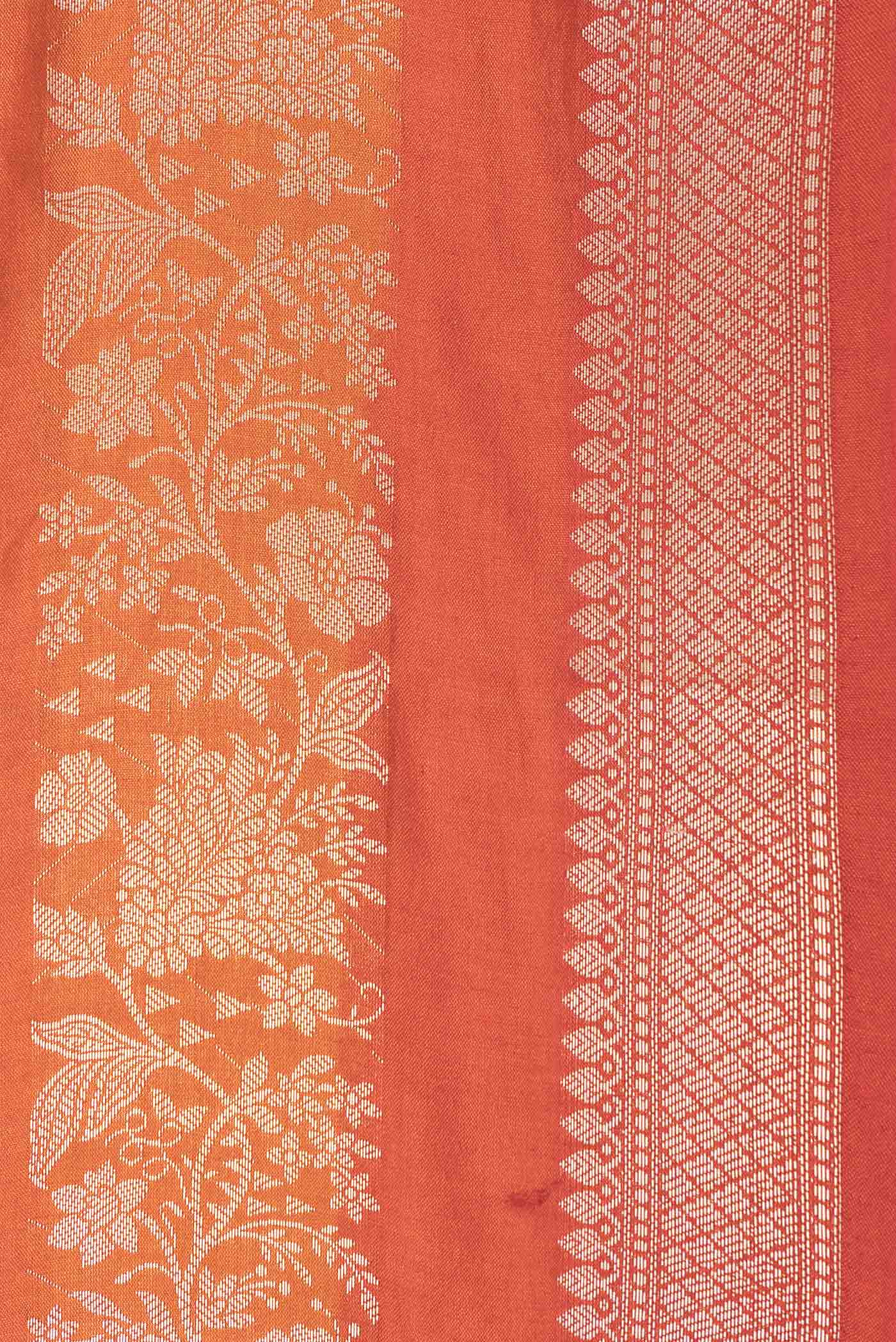 Orange Banarasi Raw Silk Saree - Image 3
