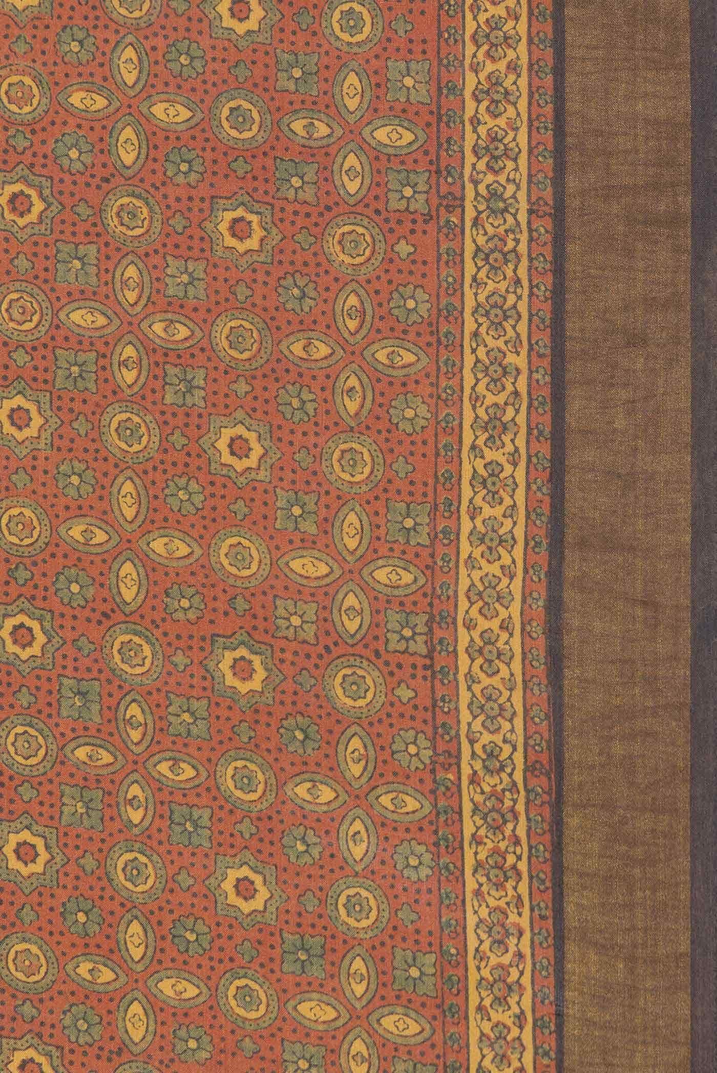 Brick Orange Dual Tone Tussar Silk Saree - Image 5