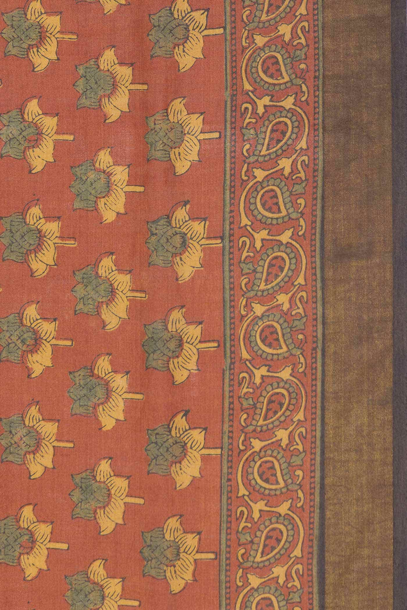 Brick Orange Dual Tone Tussar Silk Saree - Image 5